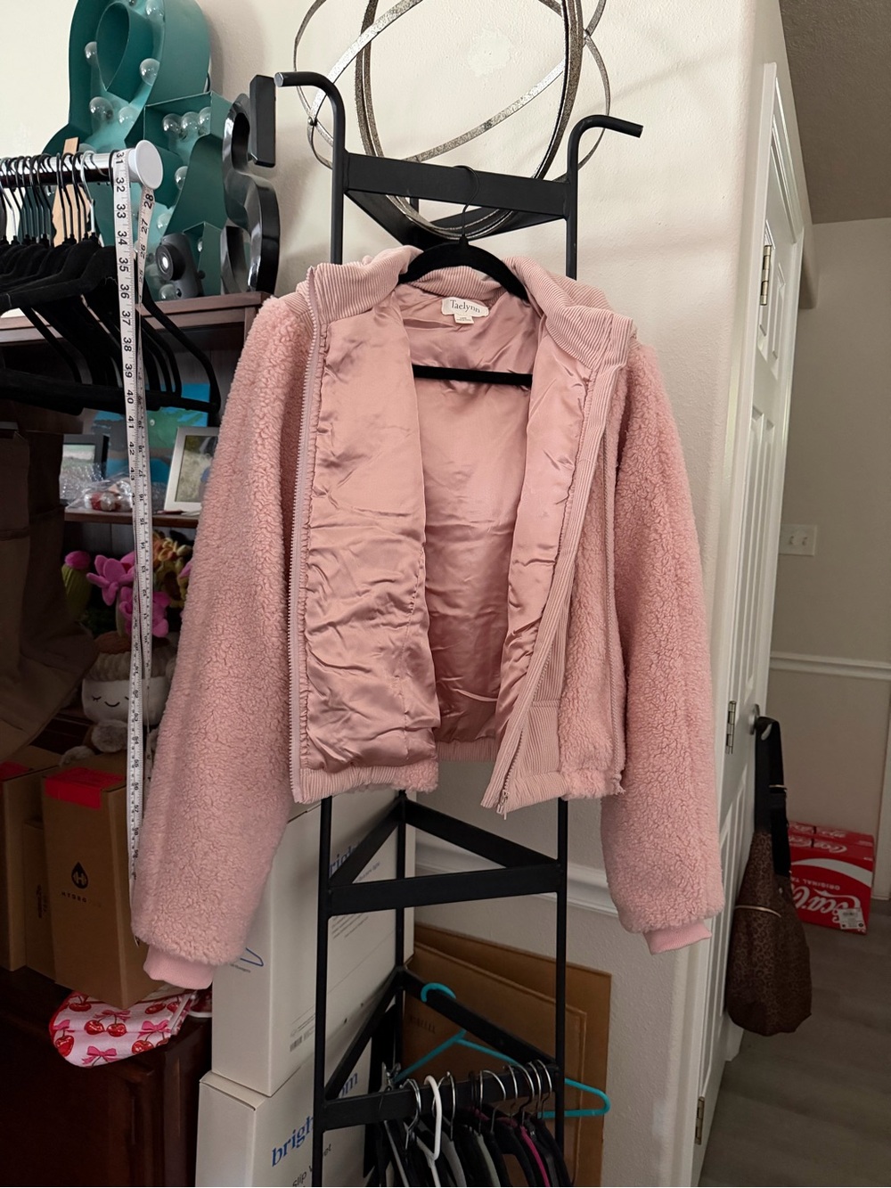 Cozy Dusty Pink Teddy Zip-Up Hooded Jacket